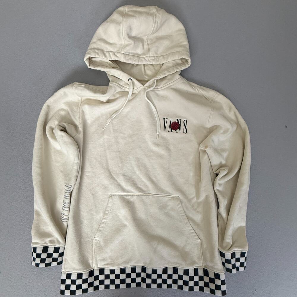 Vans Kyle Walker Pullover Hoodie Medium Antique White Rose Checkerboard Hem